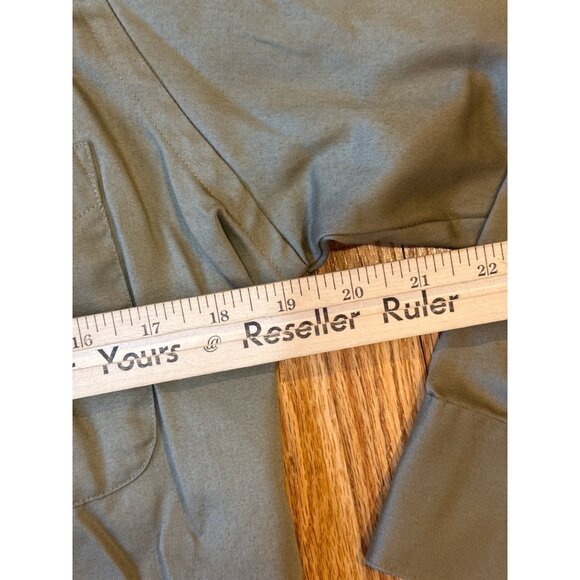 Geoffrey Beene Mens Sateen Olive Green Long Sleeve Button-Down M 15 1/2 32/33 - Picture 2 of 7